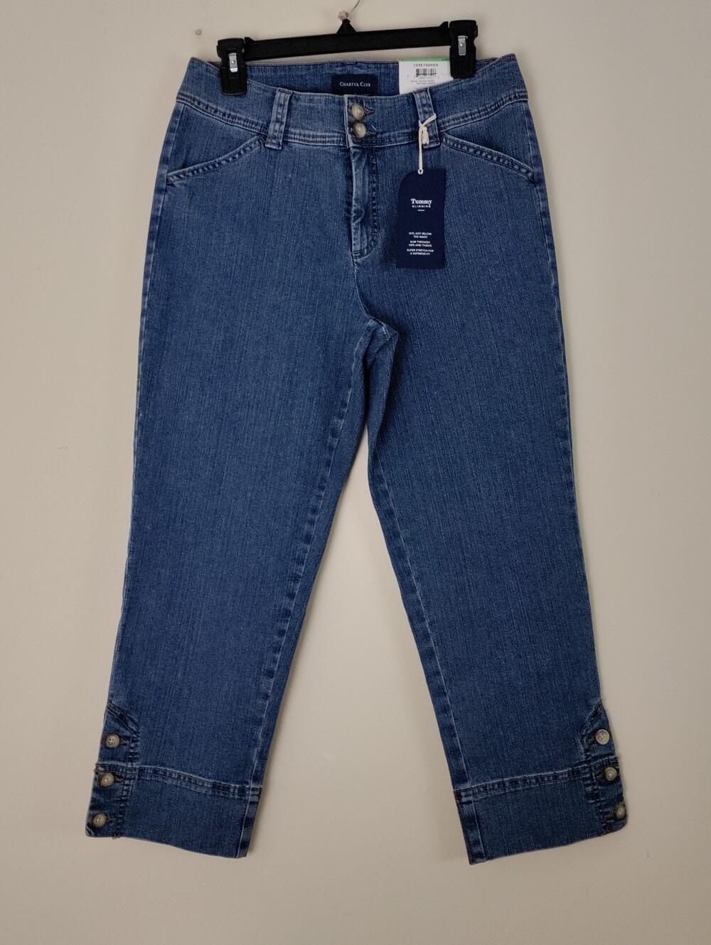 Charter Club Tummy Slimming Midrise Blue Denim Capri Size 8 Jeans NWT